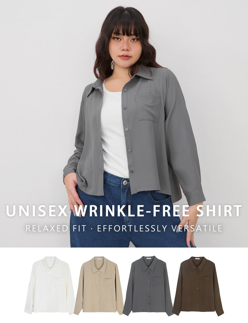 Versatile Wrinkle-Resistant Oversized Plus Size Long Sleeve Shirt (Unisex)