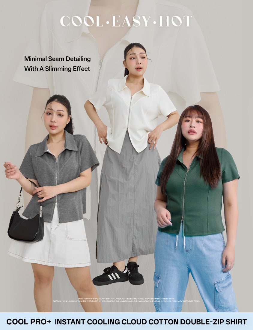 Instant Cool Cloud Cotton Double Zip Plus Size Shirt