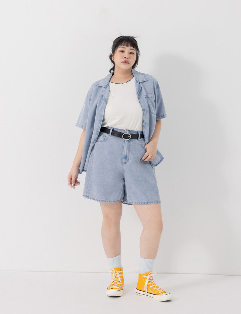 Lyocell Cooling Boyfriend Plus Size Denim Shorts