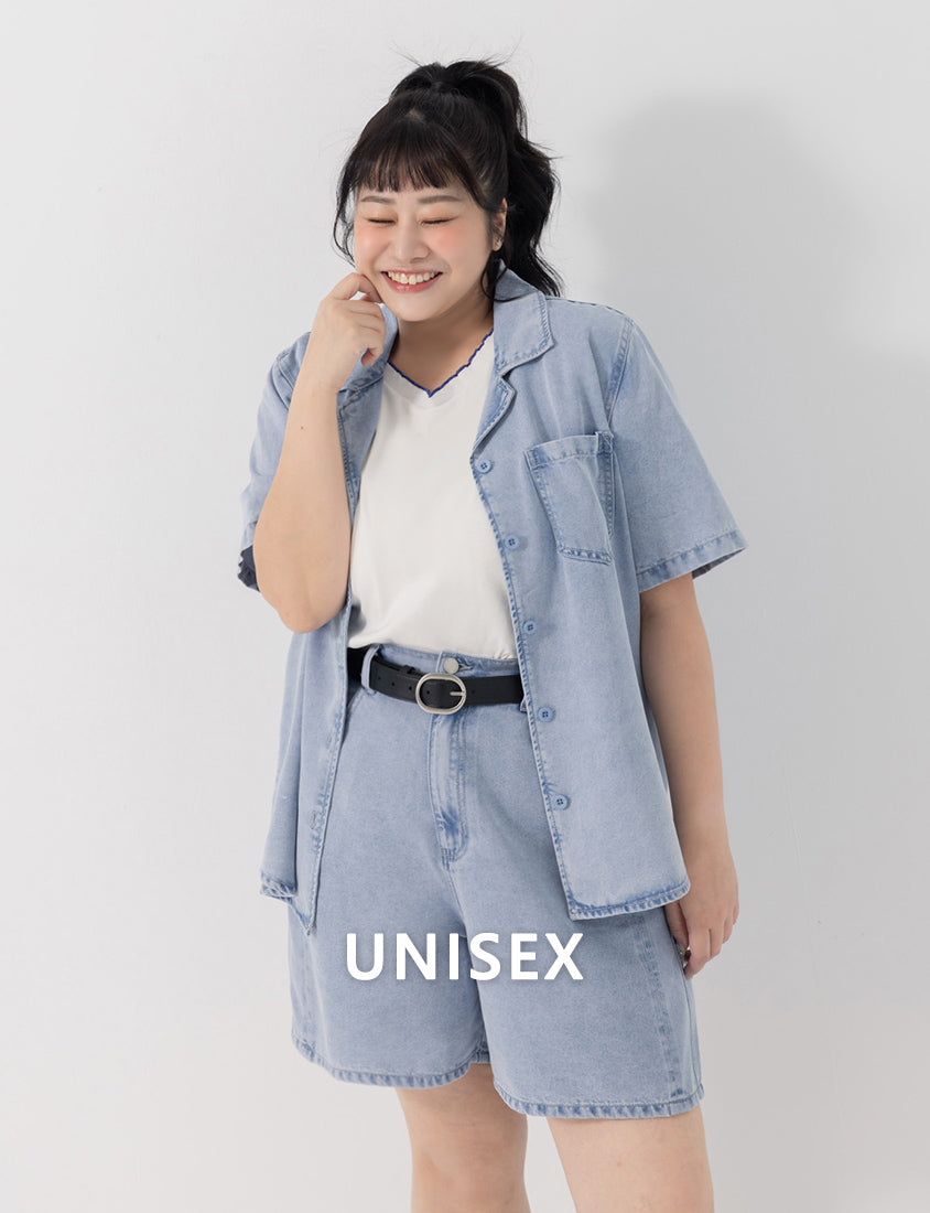 Lyocell Cooling 2-Way Denim Plus Size Shirt