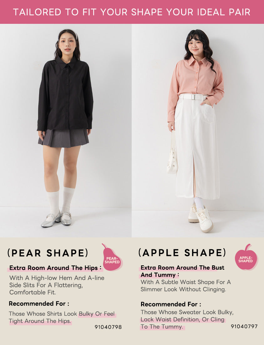 Apple-Shaped Friendly! Perfect Fit Seamed Versatile Plus Size Shirt