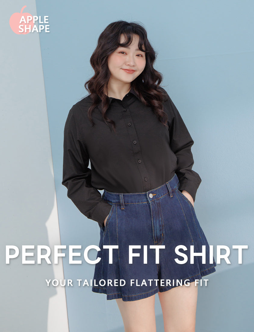 Apple-Shaped Friendly! Perfect Fit Seamed Versatile Plus Size Shirt