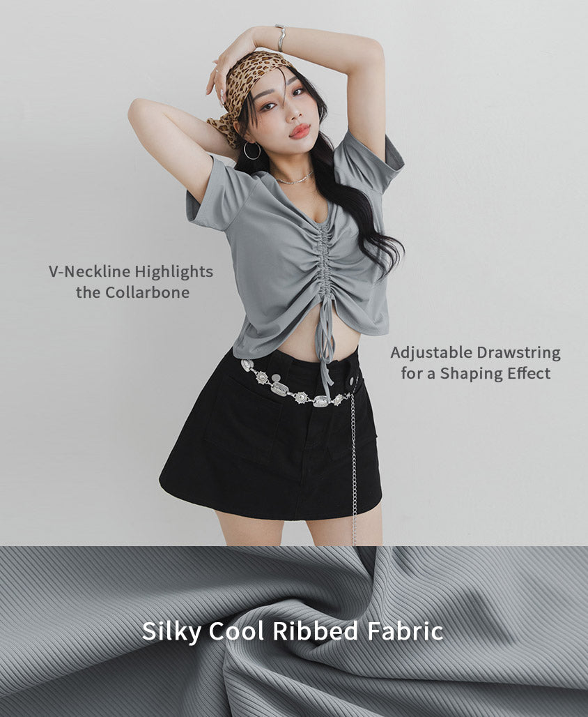MUA! Silky Cool-Girl Ruched Plus Size Short Sleeve Top