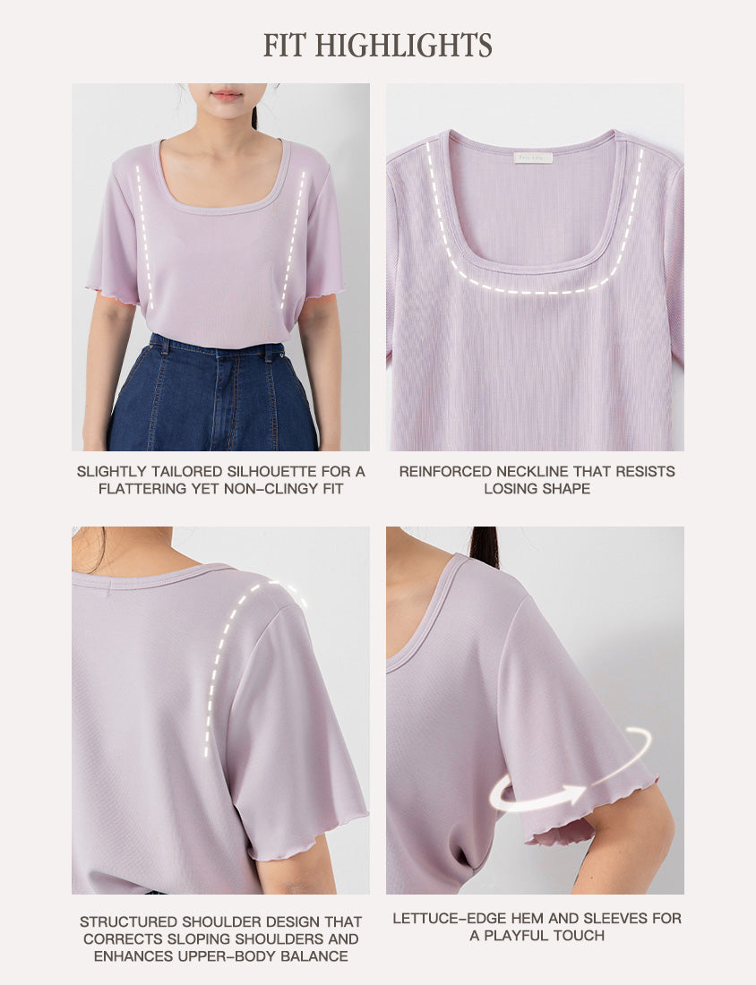 Instant Cooling Cloud Cotton Square Neck Plus Size Tee