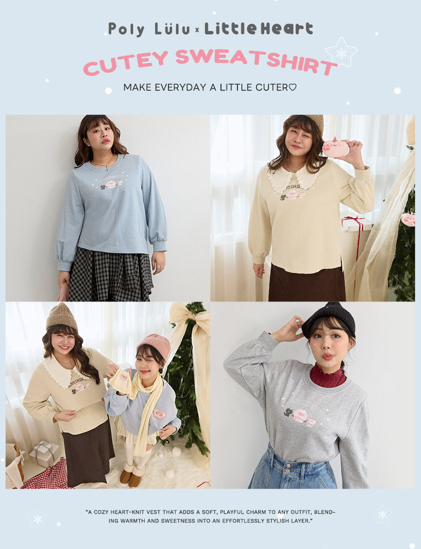 Winter Heart Print Plus Size Sweatshirt (Little Heart Collab)