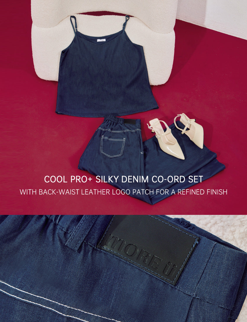 MORE U COOL PRO+ Silky Denim-Look Plus Size Wide Leg Pants