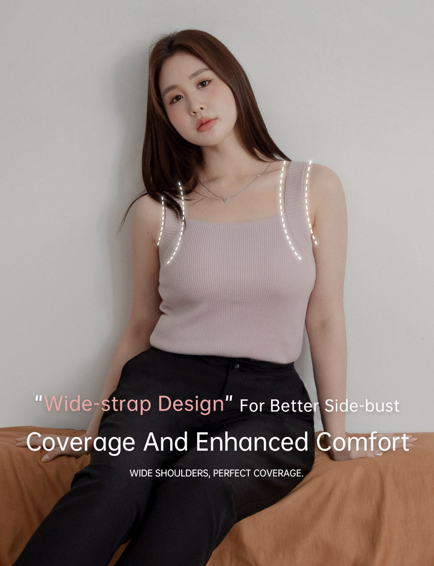 MISS. Ice Silk Lyocell Bra Bulges Support Knit Plus Size Tank Top