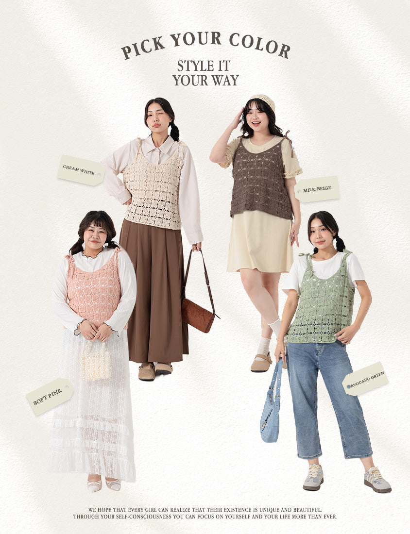 Japanese-Inspired Crochet Grid Plus Size Vest