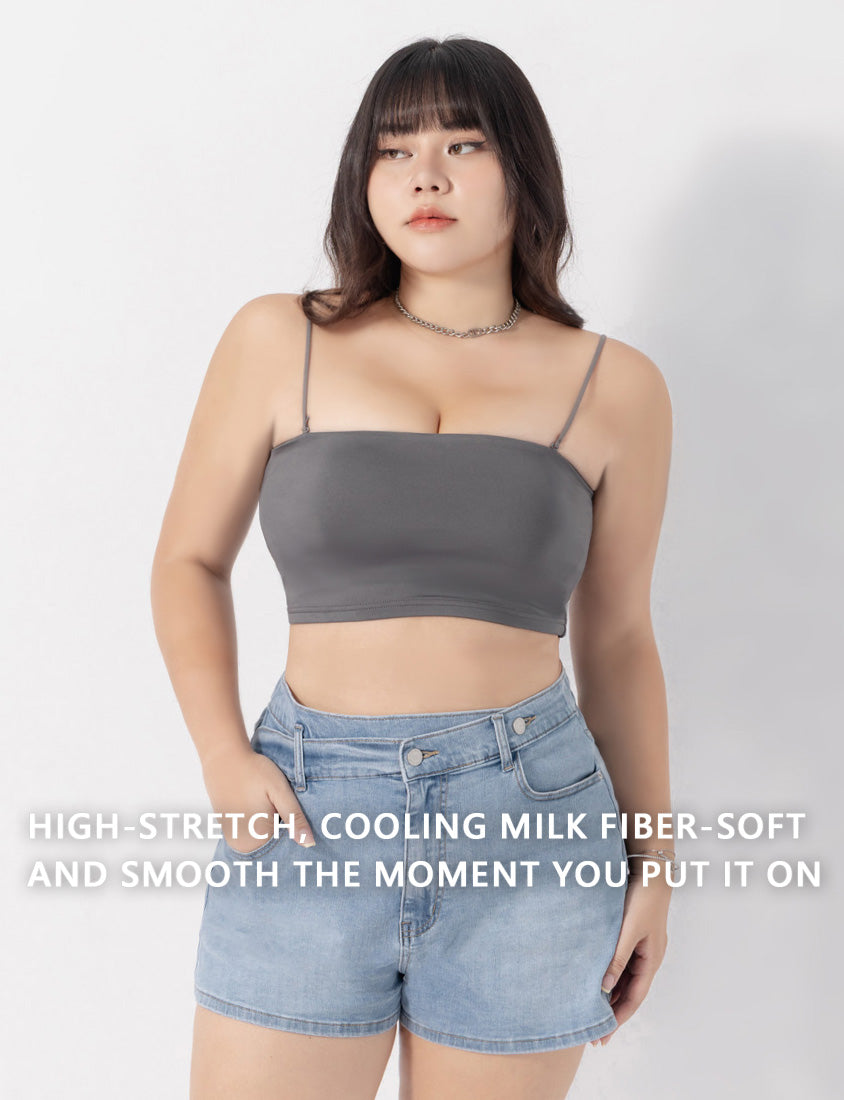 Pobra. Removable Padded Silky Milk Plus Size Bandeau BRATOP