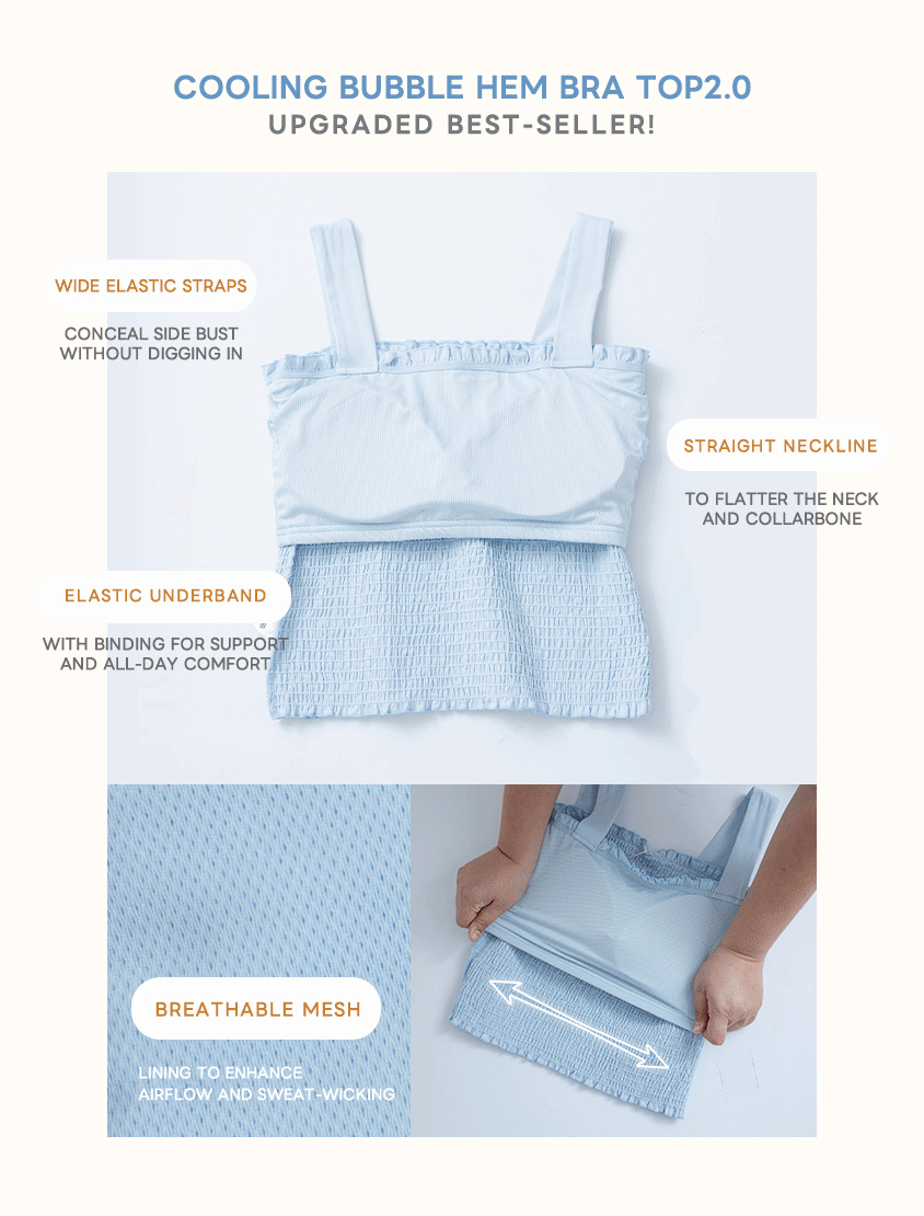 Pobra. Tencel Cooling Bubble Hem Plus Size Bra Top 2.0