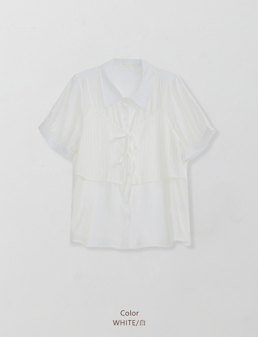 MISS. Faux Two Piece Sheer Plus Size Shirt