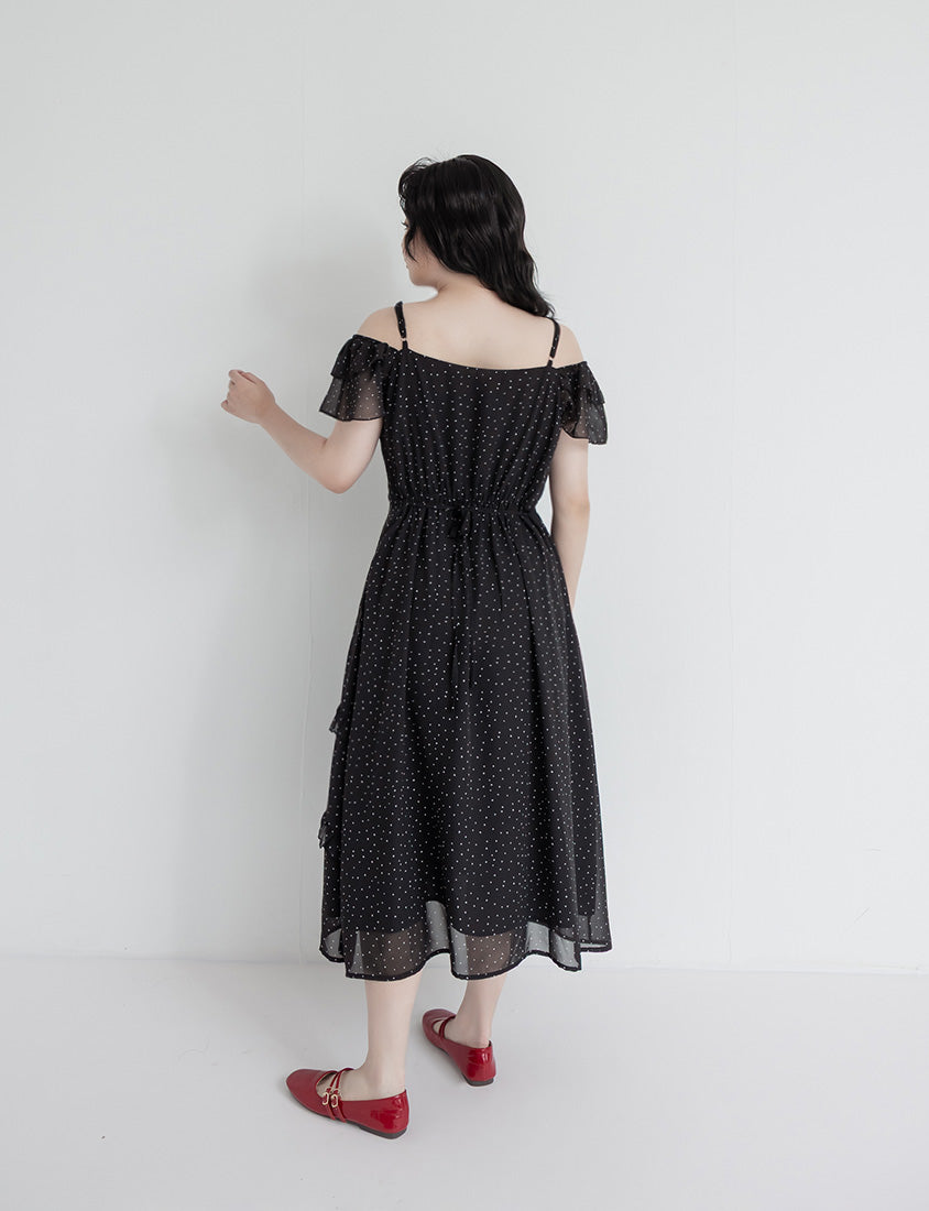 Heart Print Off-Shoulder Plus Size Cami Maxi Dress
