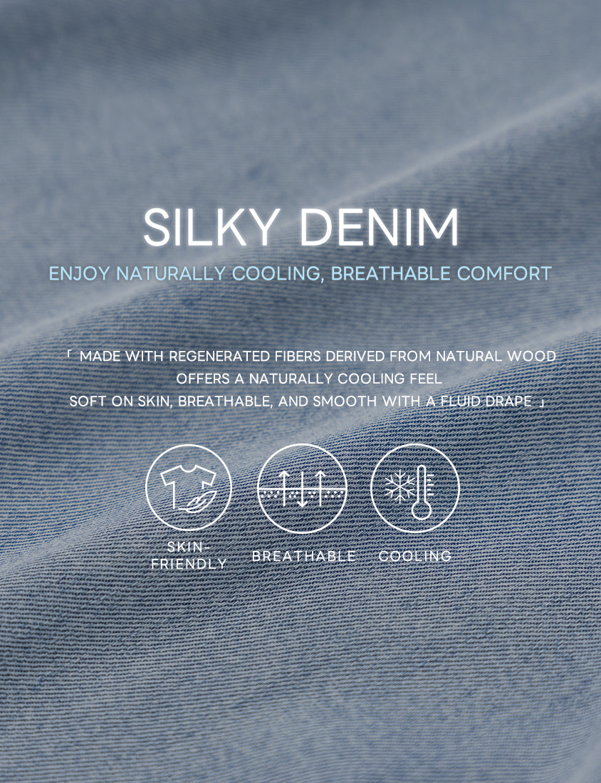 Tencel Silky Denim Ruffle Plus Size Off-Shoulder Top