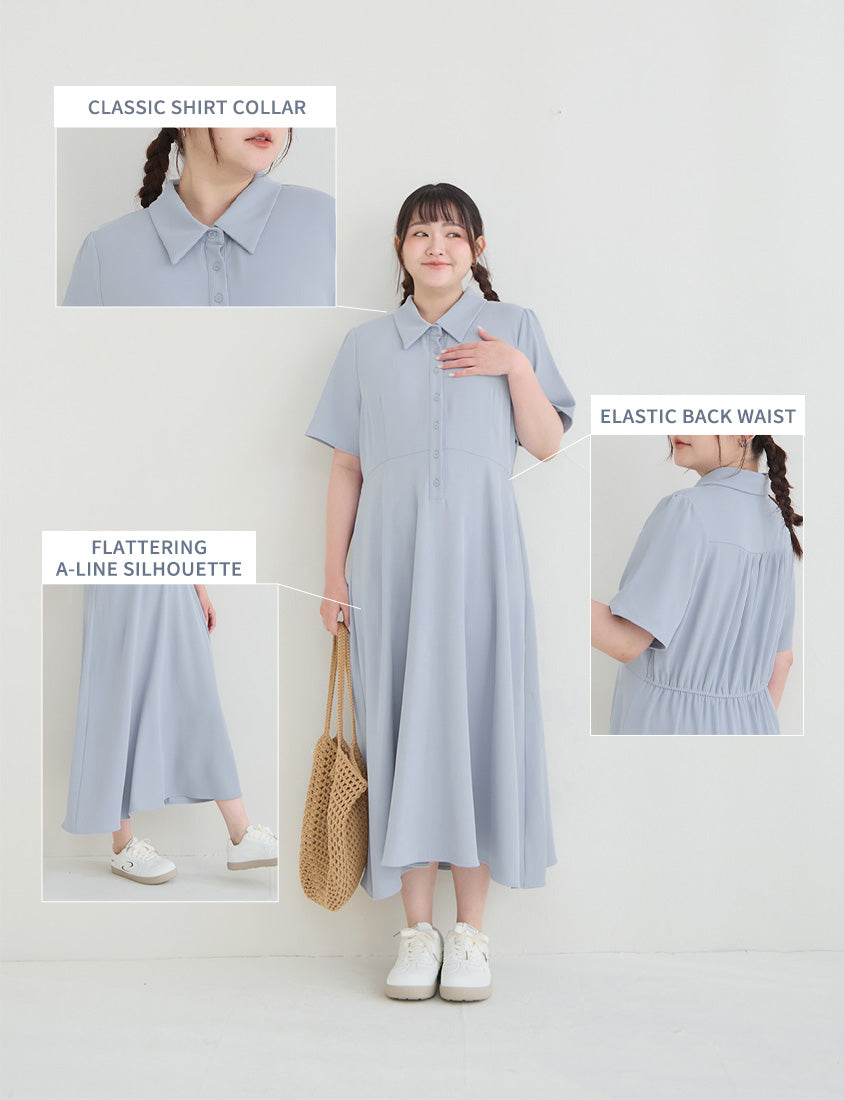 Silky Cool Slim Fit Plus Size Shirt Dress
