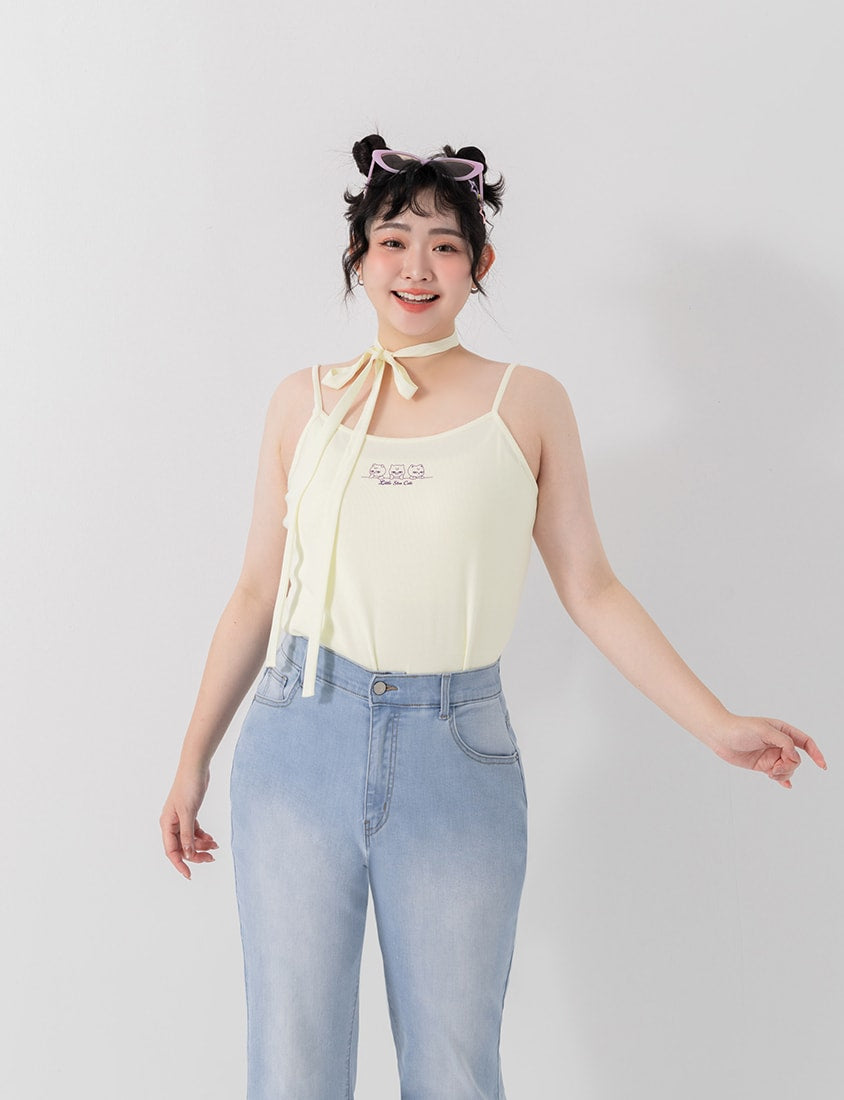 Poly Lulu x UGLY MEWS Collab Plus Size Ribbed Tank Top (With Tie Strap)