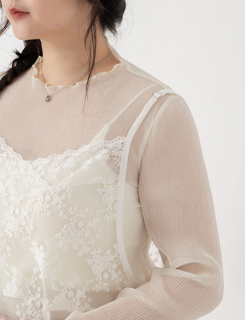 MISS. Lace Embroidered Side-Tie Layering Plus Size Vest