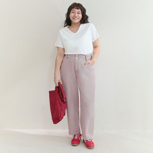 Unique Washed Double-Button Plus Size Boyfriend Jeans