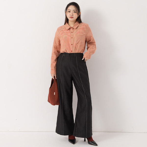 MISS. Slim Fit Colorblock Topstitched Plus Size Tailored Pants