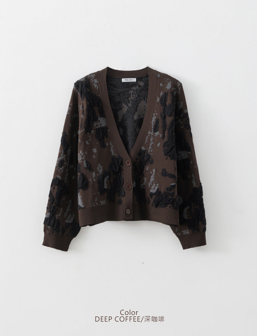 MISS. Japanese Vintage Jacquard Plus Size Knit Cardigan