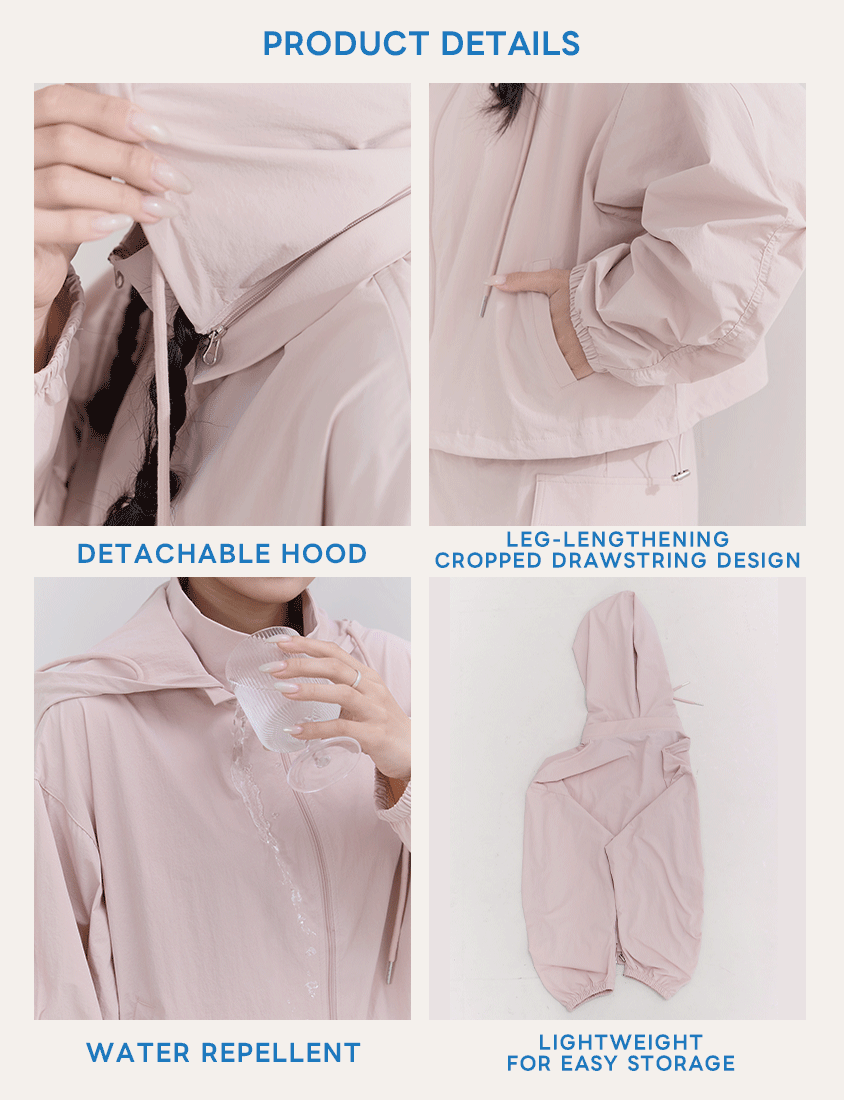 Instant Cooling UV-Protection Cropped Utility Hooded Plus Size Jacket