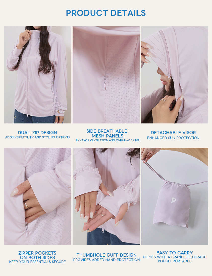Icy Cooling Detachable Hooded Sun Protection Plus Size Jacket