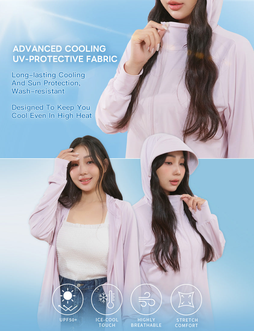 Icy Cooling Detachable Hooded Sun Protection Plus Size Jacket