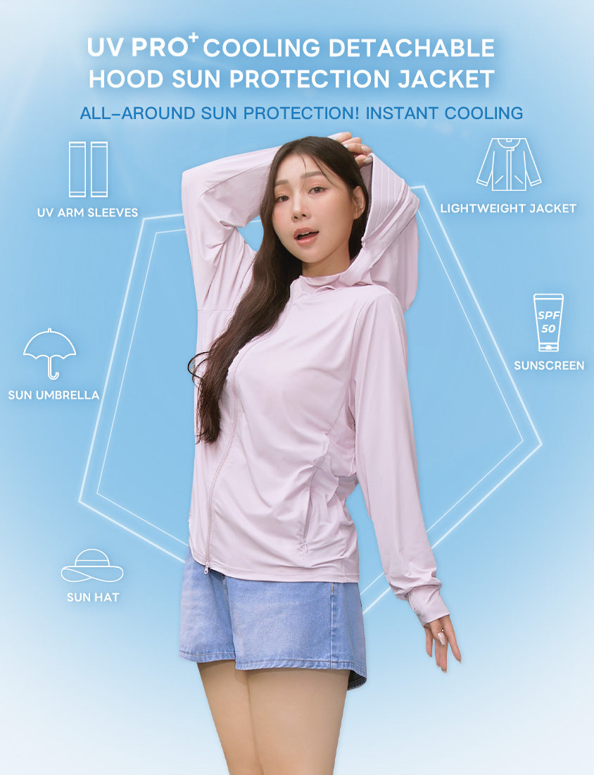 Icy Cooling Detachable Hooded Sun Protection Plus Size Jacket
