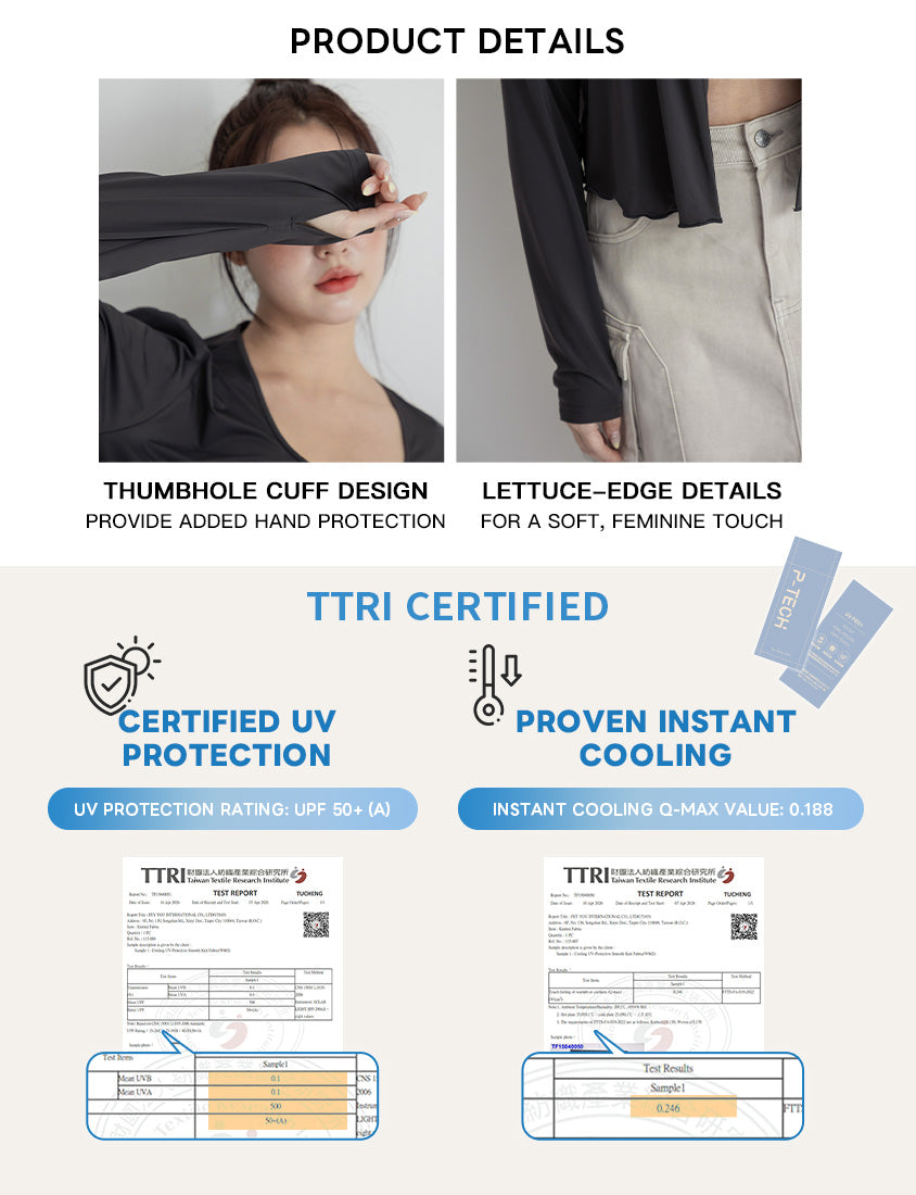 Instant Cooling UV-Protection Cropped Ruffle Trim Plus Size Cover Up