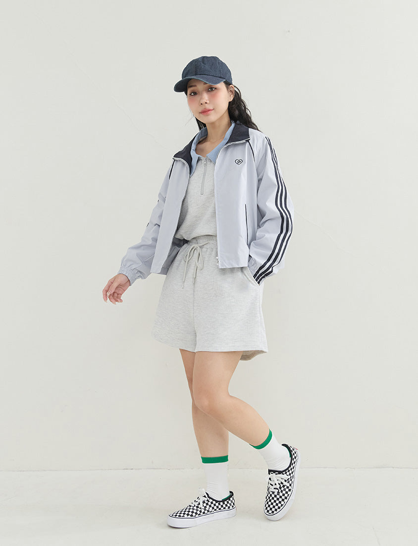 Korean-Inspired Retro Contrast Sporty Stand Collar Plus Size Jacket