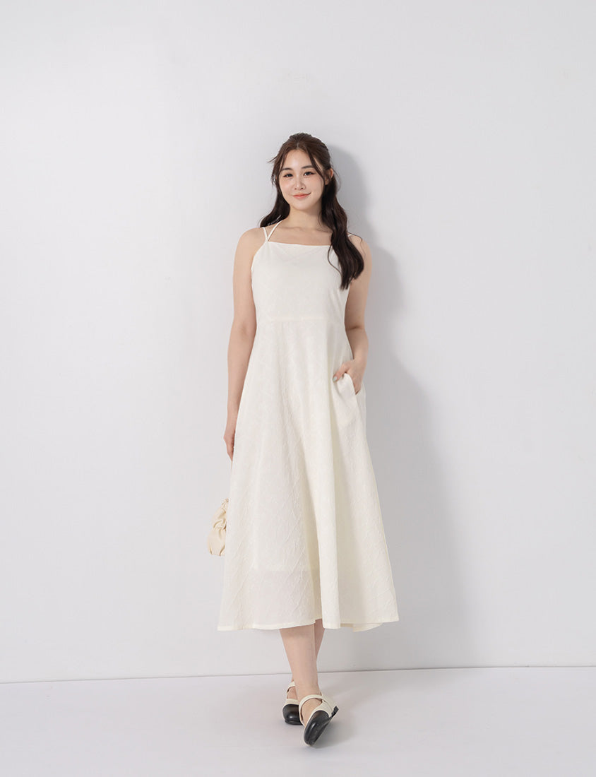 Elegant Jacquard Tie-Back Plus Size Maxi Dress