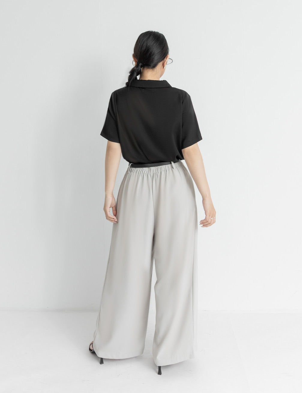 MISS. Minimal Textured Cuban Collar Plus Size Shirt