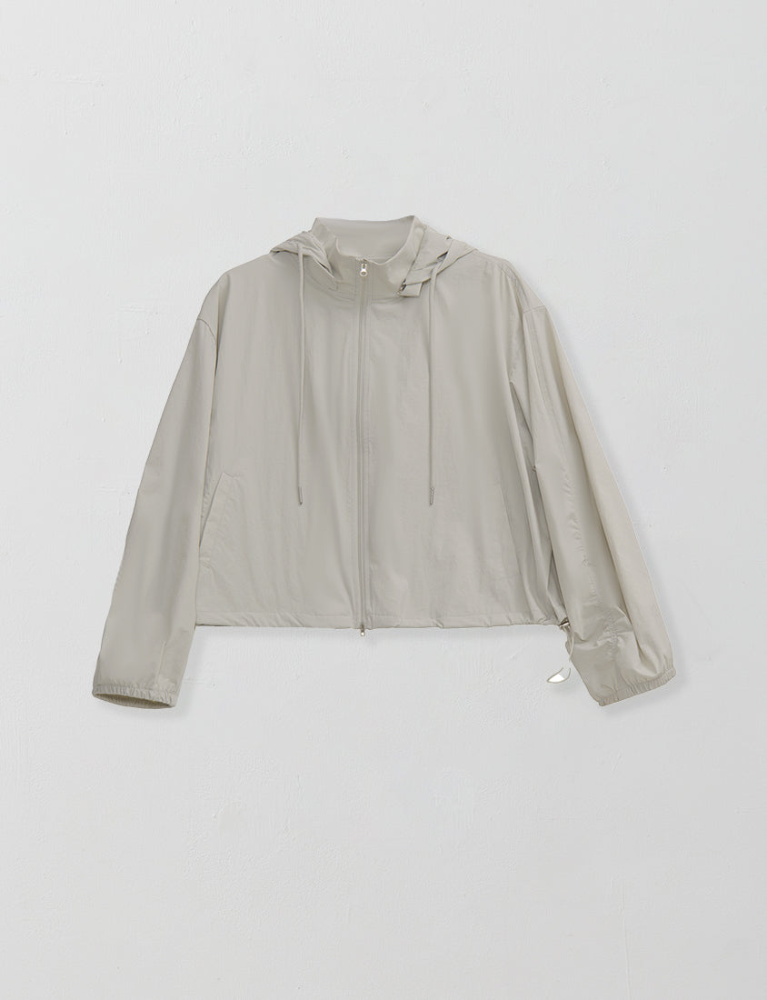 Instant Cooling UV-Protection Cropped Utility Hooded Plus Size Jacket