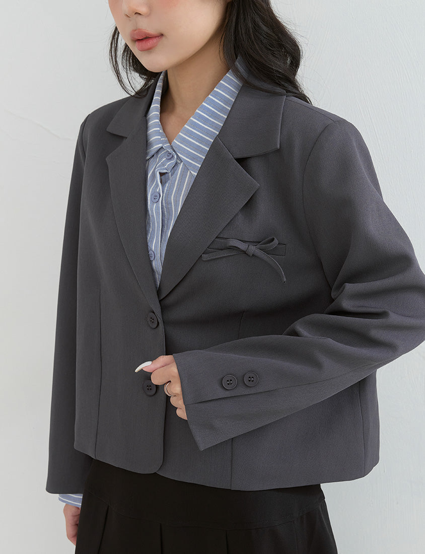 Korean Style Preppy Cropped Plus Size Blazer