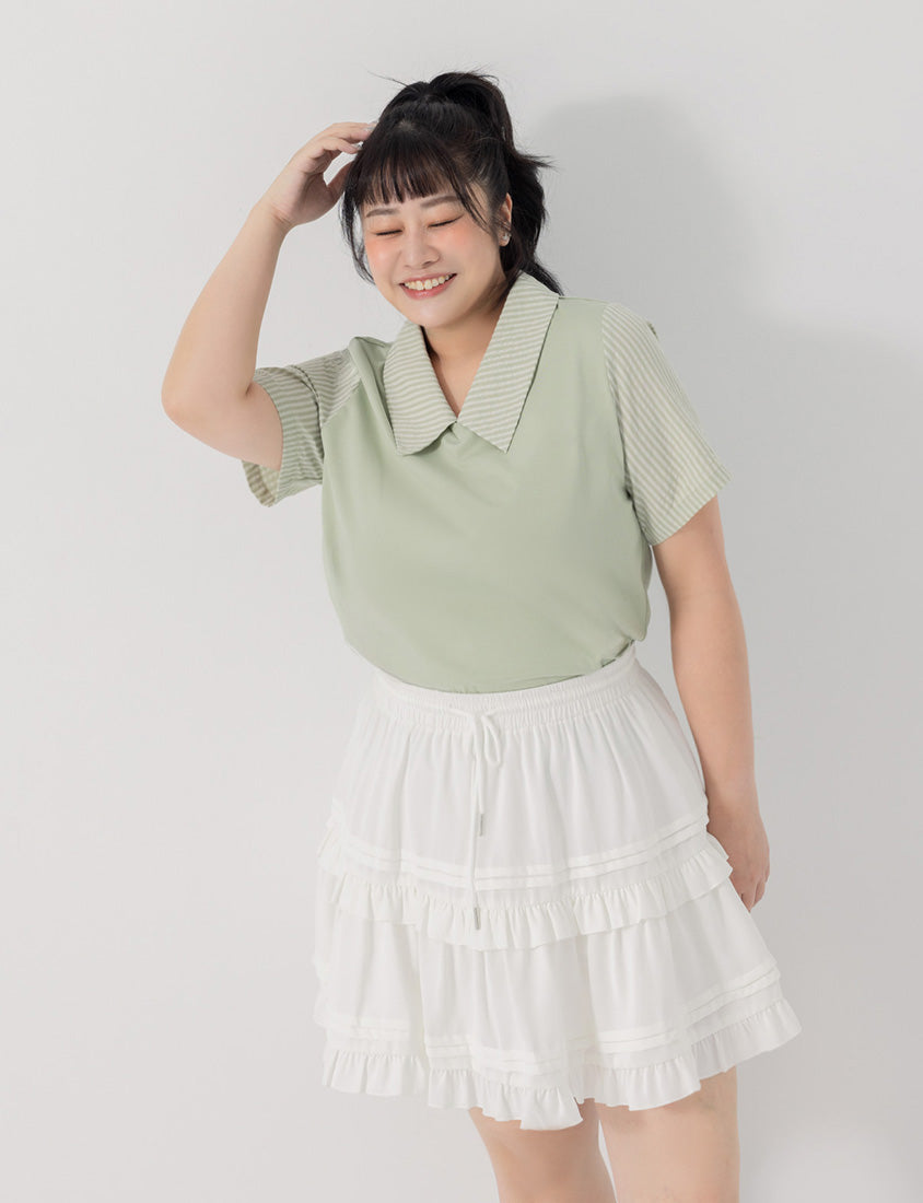 Sweet Tiered Puffy Plus Size Mini Skirt