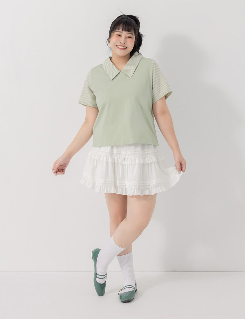 Sweet Tiered Puffy Plus Size Mini Skirt