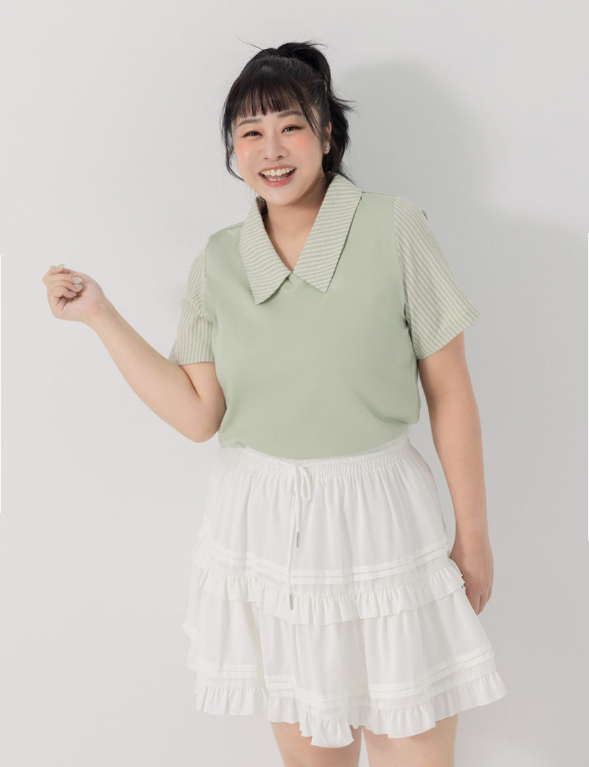 Sweet Tiered Puffy Plus Size Mini Skirt