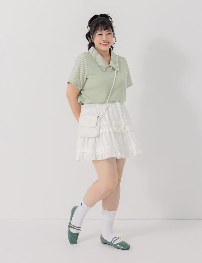 Sweet Tiered Puffy Plus Size Mini Skirt