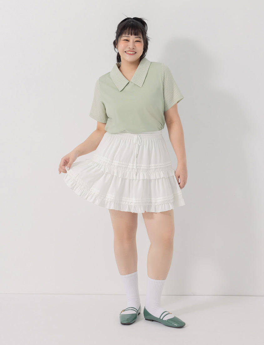 Sweet Tiered Puffy Plus Size Mini Skirt