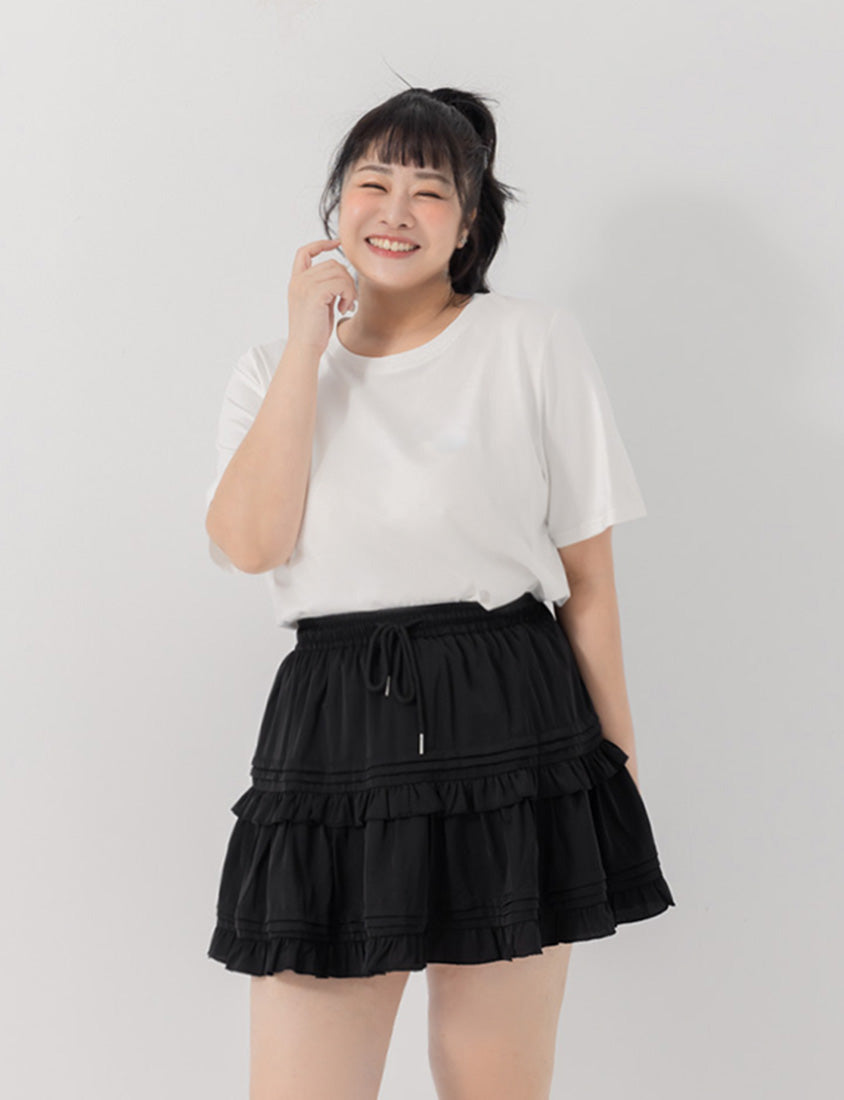 Sweet Tiered Puffy Plus Size Mini Skirt