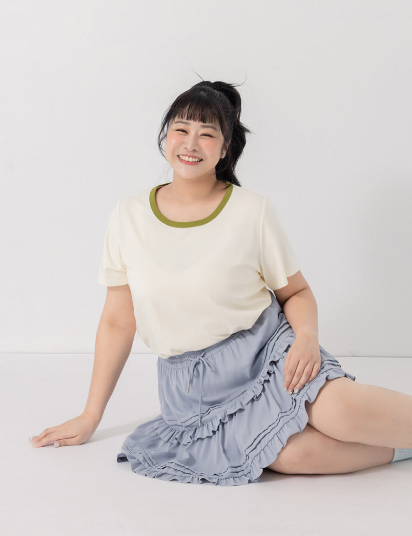 Sweet Tiered Puffy Plus Size Mini Skirt