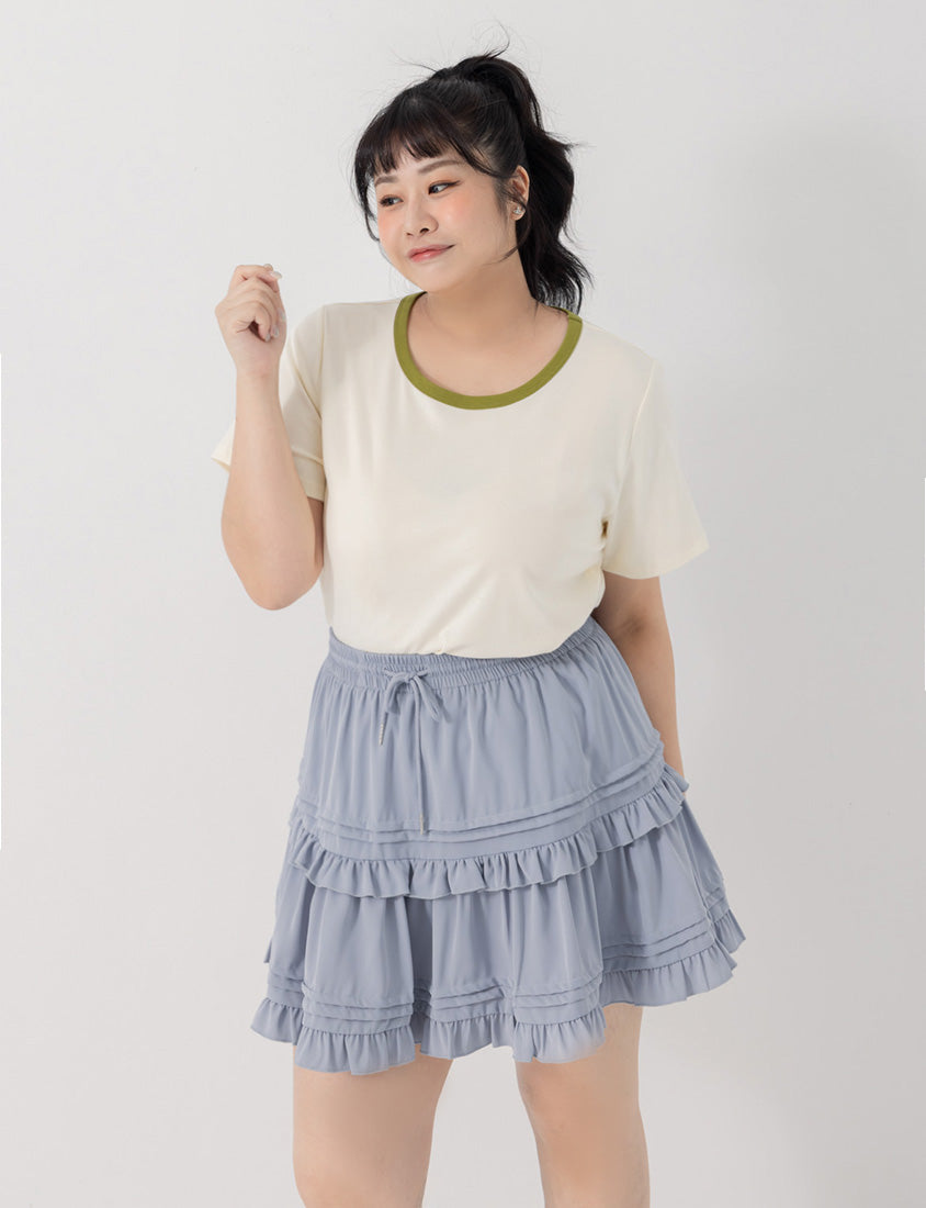 Sweet Tiered Puffy Plus Size Mini Skirt