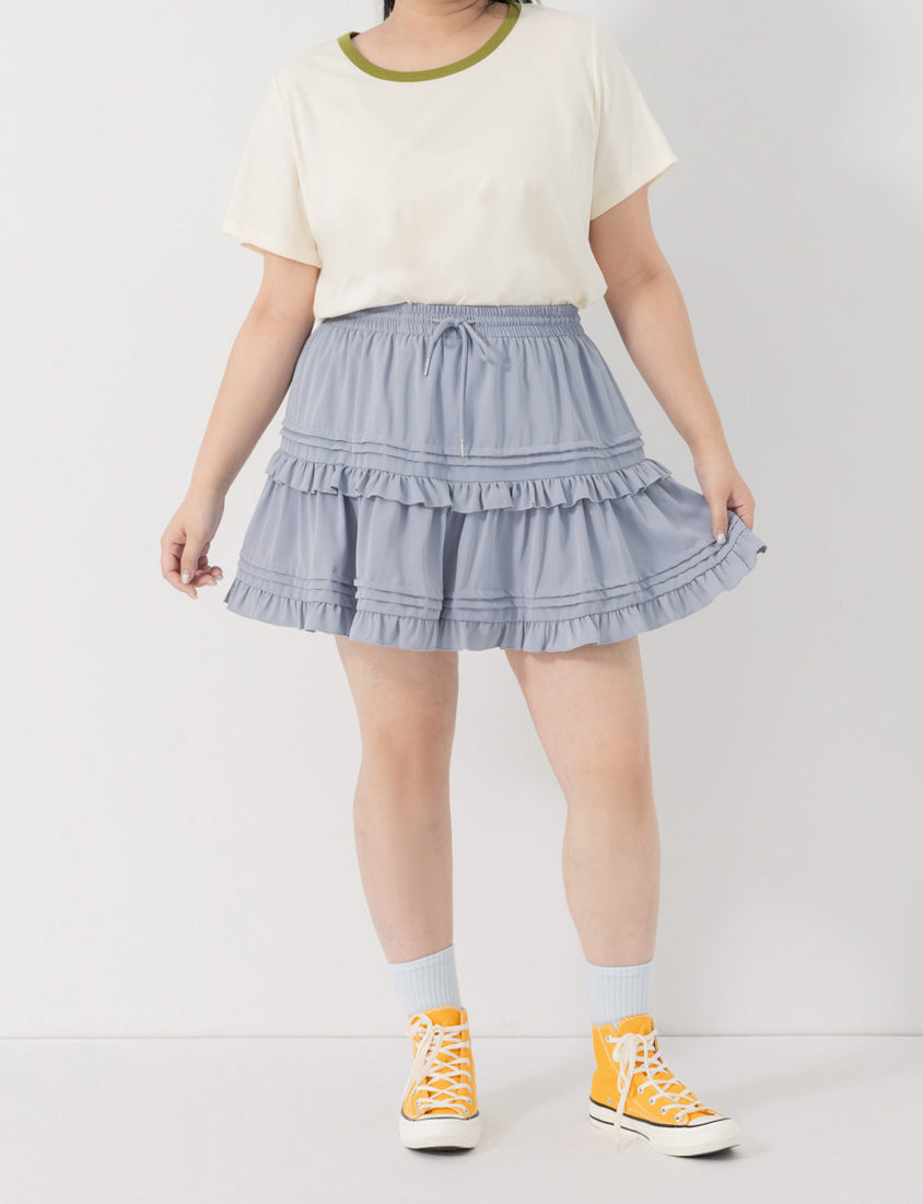 Sweet Tiered Puffy Plus Size Mini Skirt