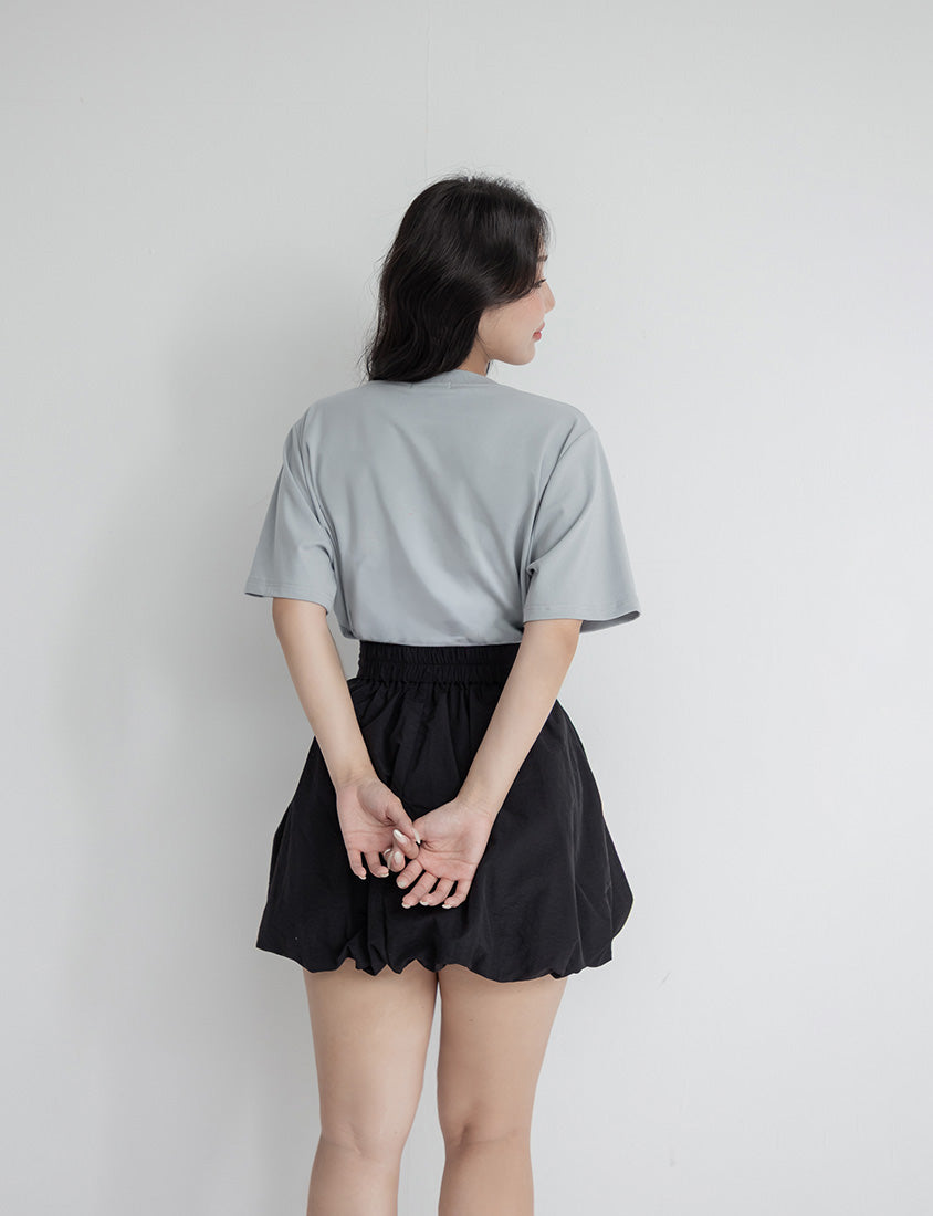 Back Elastic Bubble Hem Plus Size Mini Skirt