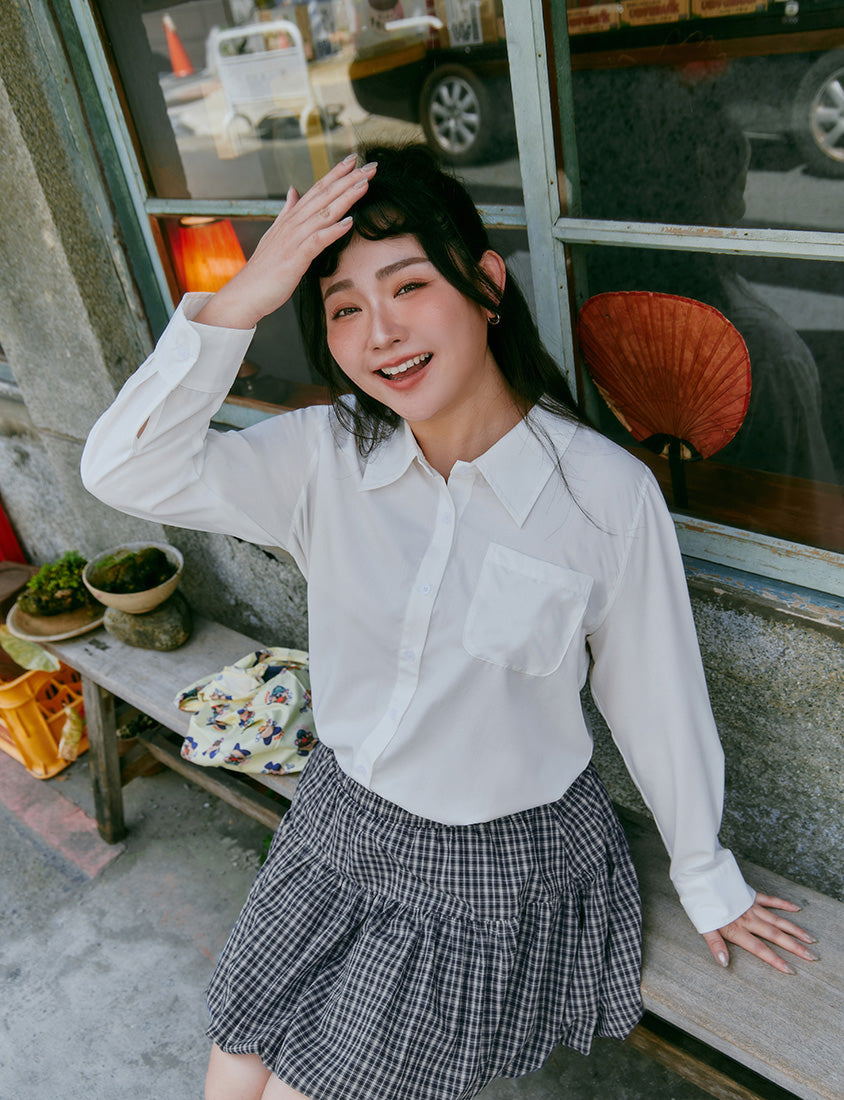 Playful Plaid Balloon Plus Size Mini Skirt