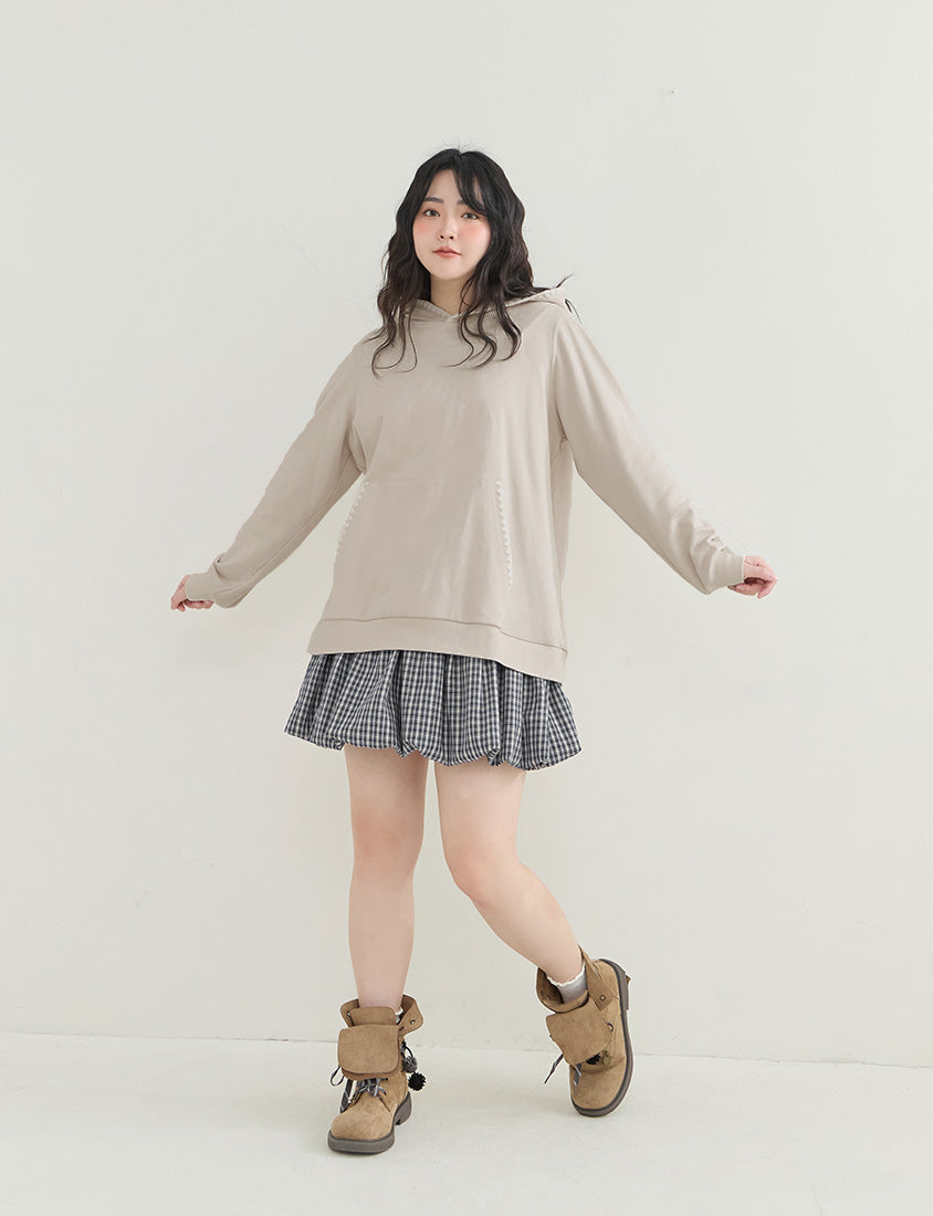 Playful Plaid Balloon Plus Size Mini Skirt