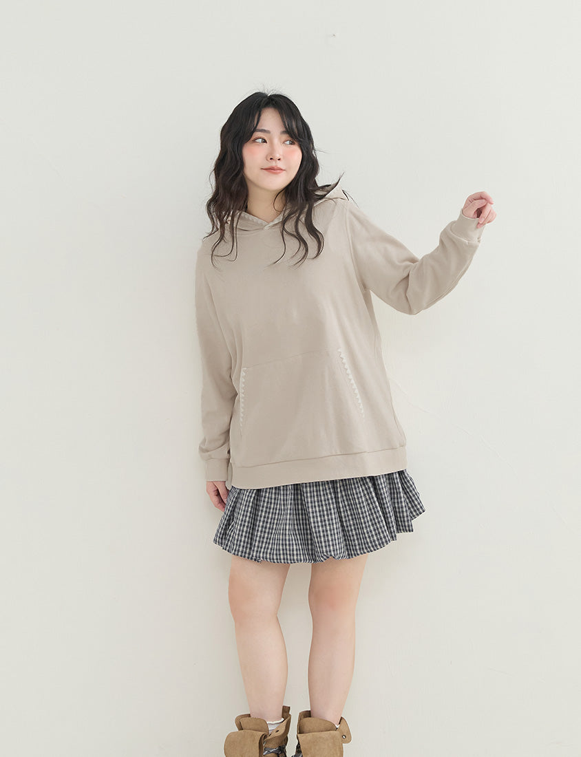 Playful Plaid Balloon Plus Size Mini Skirt