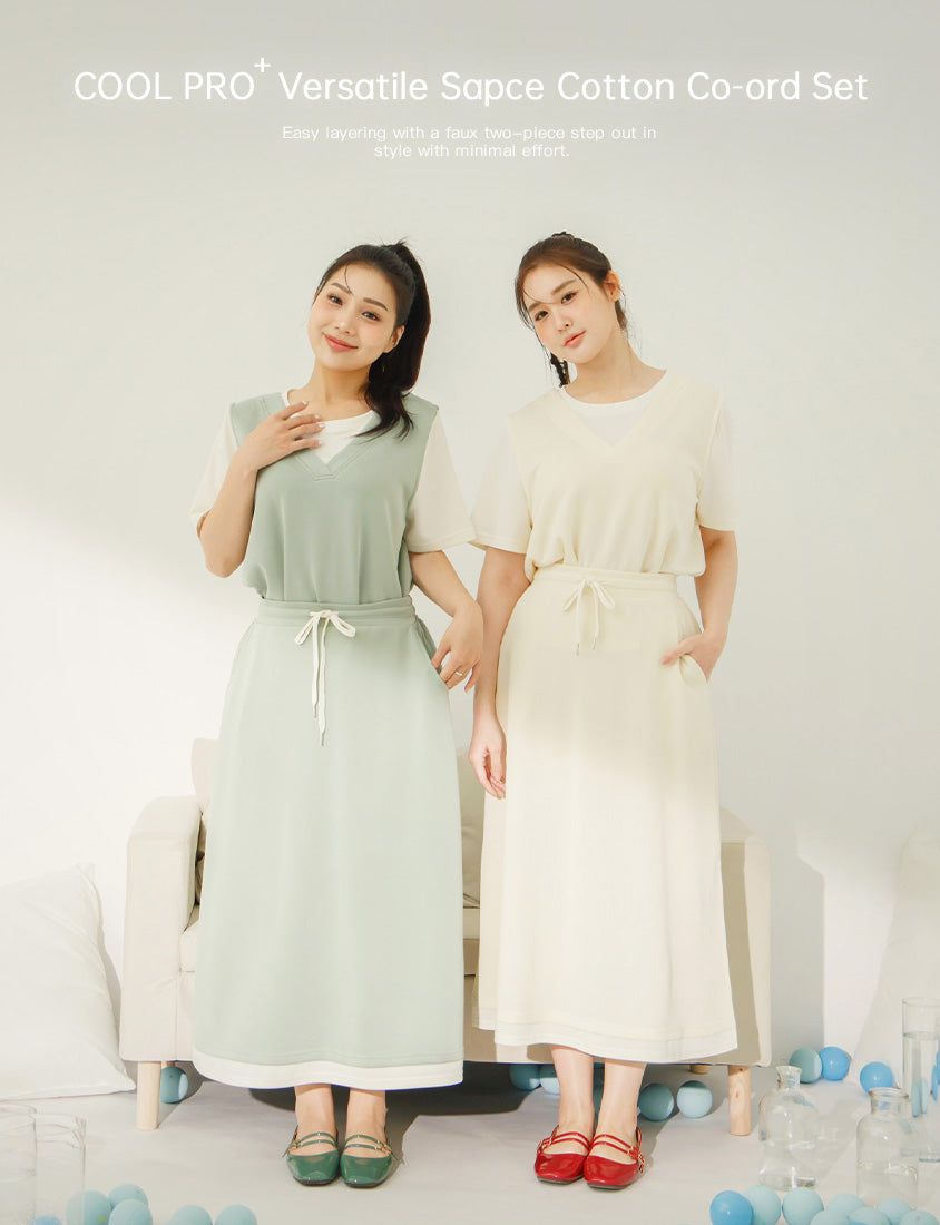 COOL PRO+ Space Cotton Panel Plus Size Maxi Skirt