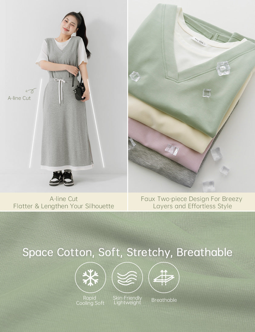 COOL PRO+ Space Cotton Panel Plus Size Maxi Skirt