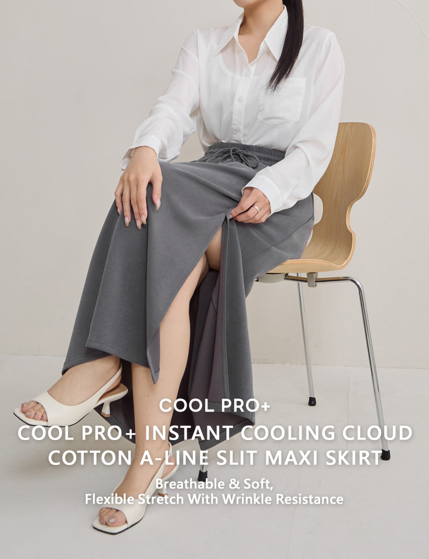 Instant Cool Cloud Cotton Slit A-Line Plus Size Skirt
