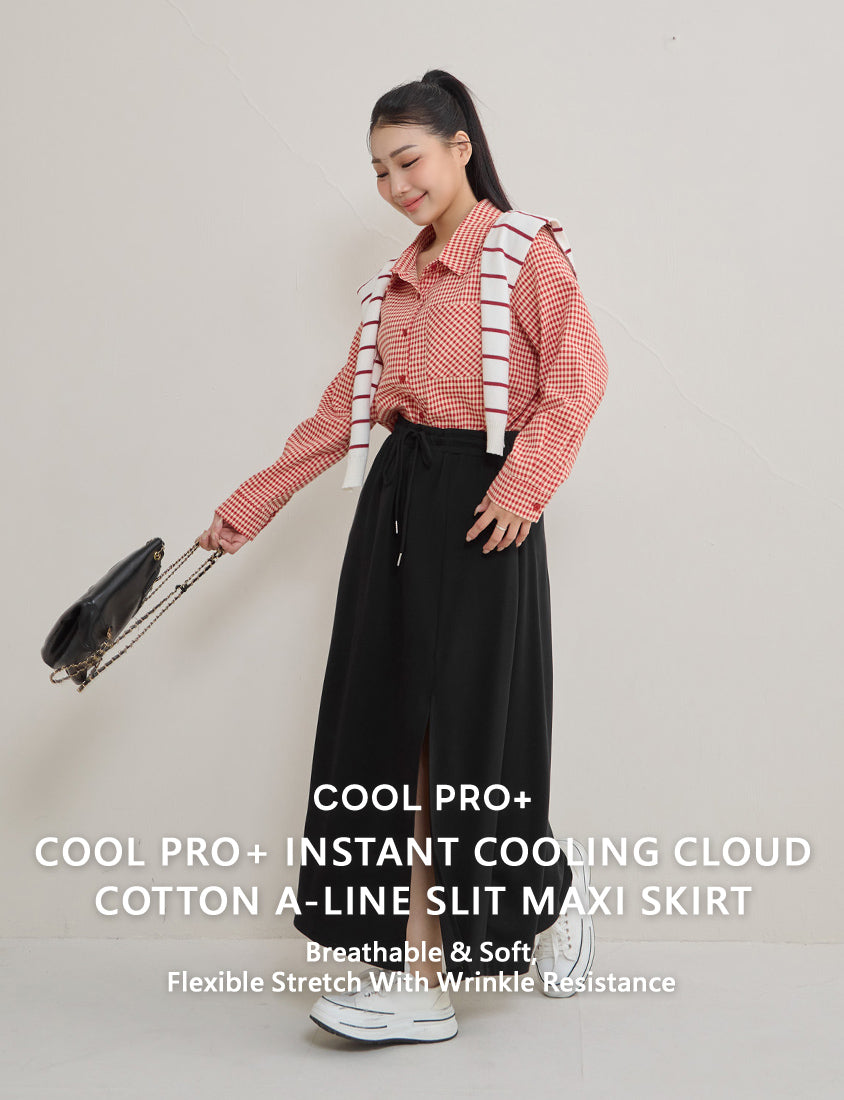 Instant Cool Cloud Cotton Slit A-Line Plus Size Skirt